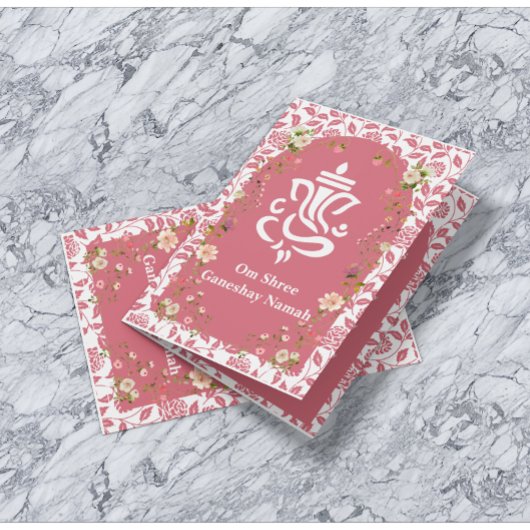 Invitation Mariage indien à arches florales roses