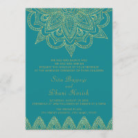 Mariage indien Bright Blue Green Gold Mehndi Hindu
