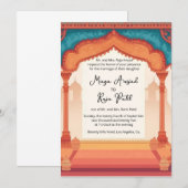 Invitation Mariage indien cadre d'architecture Inde (Devant / Derrière)