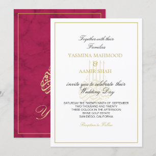 Invitation Mariage indien de Bismillah Gold de Bourgogne isla