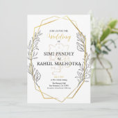 Invitation Mariage indien de cadre géométrique Fleur Pastel (Debout devant)