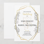 Invitation Mariage indien de cadre géométrique Fleur Pastel (Devant / Derrière)