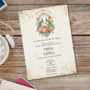 Invitation Mariage indien élégant et luxueux de style vintage