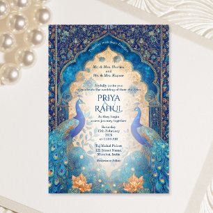 Invitation Mariage indien élégant et luxueux vintage avec pao