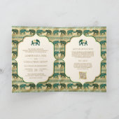 Invitation Mariage indien Emerald Green Gold Elephant (Intérieur)