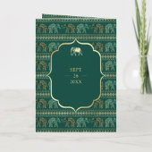 Invitation Mariage indien Emerald Green Gold Elephant (Dos)