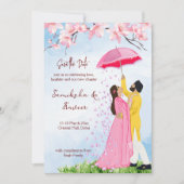 Invitation Mariage indien enregistrer la date couple avec par (Devant)