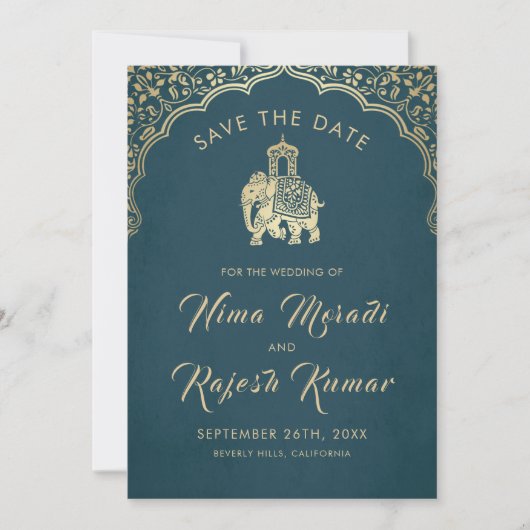 Invitation Mariage Indien Enregistrer La Date Gold Ganesha In (Devant)