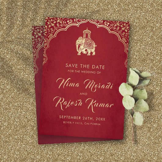 Invitation Mariage Indien Enregistrer La Date Gold Ganesha In