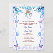 Invitation Mariage indien Ganesha Bleu Papillon (Devant)