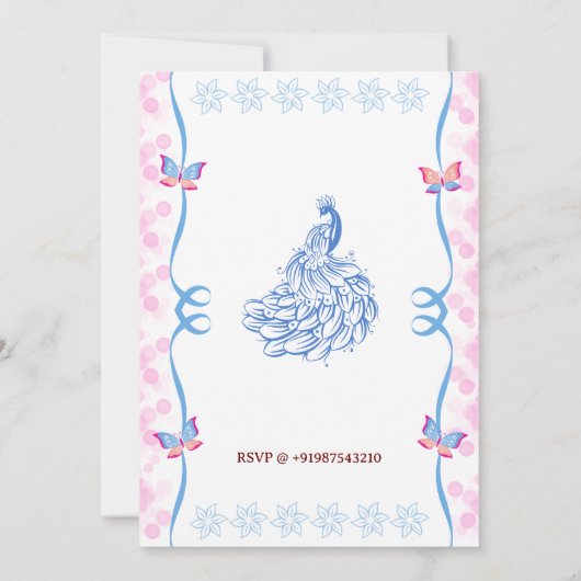 Invitation Mariage indien Ganesha Bleu Papillon (Dos)