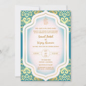 Invitation Mariage indien Ganesha Logo Éléments dorés (Devant)