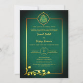 Invitation Mariage indien Ganesha Logo Éléments dorés (Devant)