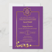 Invitation Mariage indien Ganesha Logo Éléments dorés (Devant)