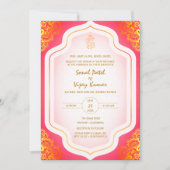 Invitation Mariage indien Ganesha Logo Éléments dorés (Devant)