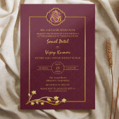 Invitation Mariage indien Ganesha Logo Éléments dorés