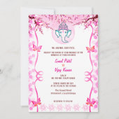 Invitation Mariage indien Ganesha Pink Butfly (Devant)