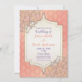 Invitation Mariage indien Glam marocain or lavande corail (Devant)