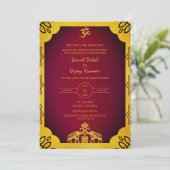 Invitation Mariage indien Golden Elements Om (Debout devant)