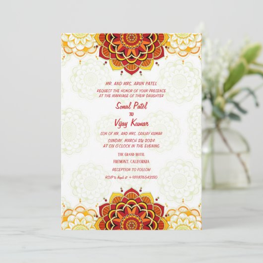 Invitation Mariage indien hindou Couple Image Chakra Design (Debout devant)