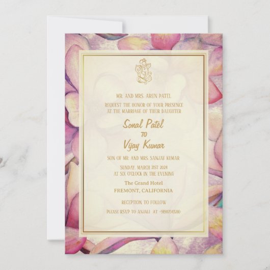 Invitation Mariage indien hindou Ganesha (Devant)
