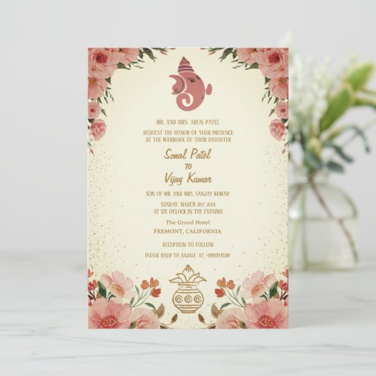 Invitation Mariage indien hindou Ganesha (Debout devant)