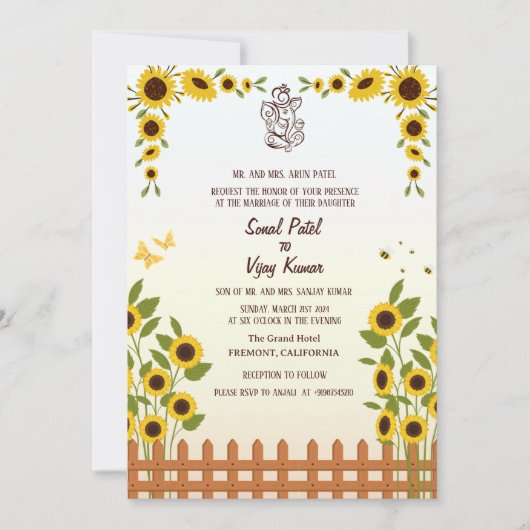 Invitation Mariage indien hindou Ganesha (Devant)