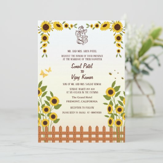 Invitation Mariage indien hindou Ganesha (Debout devant)