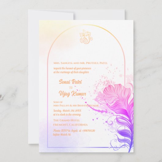 Invitation Mariage indien hindou Ganesha (Devant)