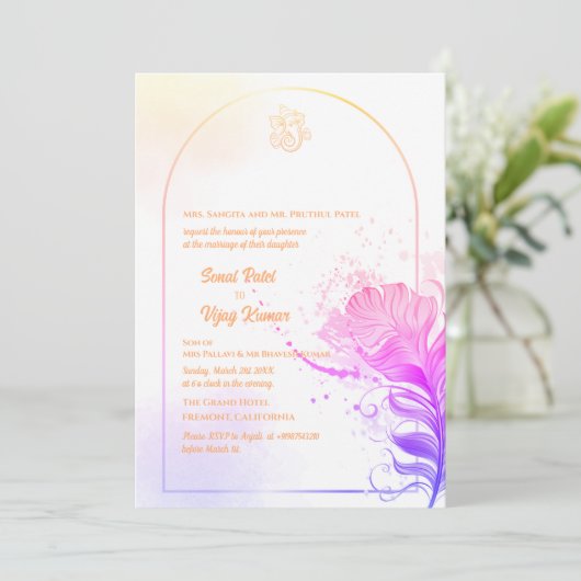 Invitation Mariage indien hindou Ganesha (Debout devant)