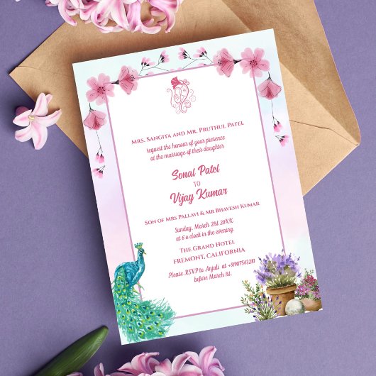 Invitation Mariage indien hindou Ganesha