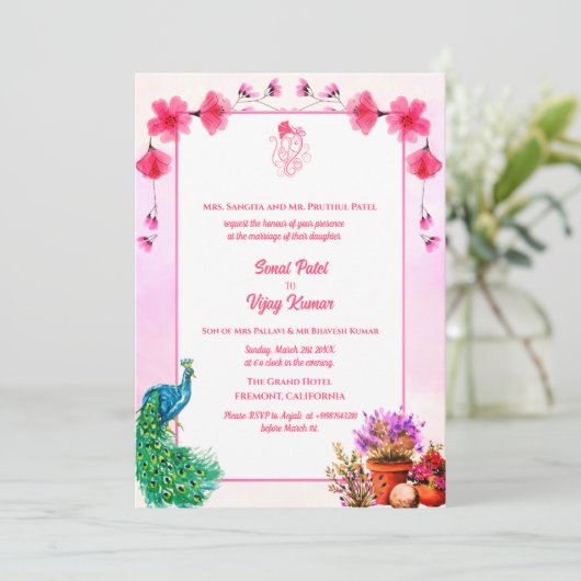 Invitation Mariage indien hindou Ganesha (Debout devant)