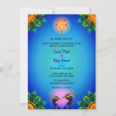 Invitation Mariage indien hindou Ganesha Blue Peacock Pair (Devant)