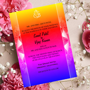 Invitation Mariage indien hindou Ganesha & Chakra Rainbow