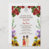 Invitation Mariage indien hindou Ganesha Floral (Devant)