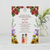 Invitation Mariage indien hindou Ganesha Floral (Debout devant)