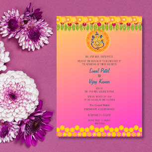 Invitation Mariage indien hindou Ganesha Floral
