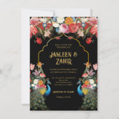 Invitation Mariage indien hindou Peacock Floral (Devant)