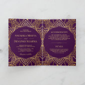 Invitation Mariage indien Mandala d'ethnie violet et or (Intérieur)