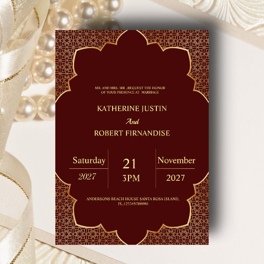 Invitation Mariage indien Mandala traditionnel OR