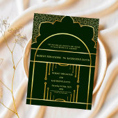 Invitation Mariage indien Mandala, traditionnel vert