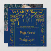 Invitation Mariage indien Mandap Ganesha Gold Script Photo (Devant / Derrière)