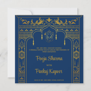 Invitation Mariage indien Mandap Ganesha Gold Script Photo