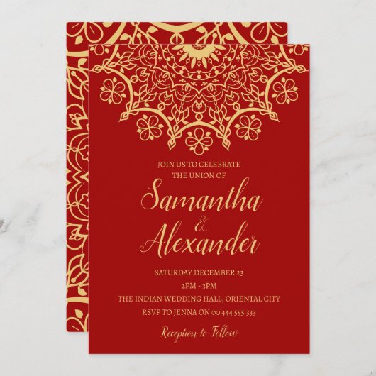 Invitation Mariage indien Mehendi (Devant / Derrière)