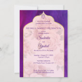 Invitation Mariage indien Mehndi violet mignon couple nuptial (Dos)
