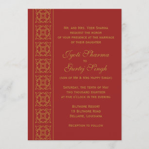 Invitation Mariage indien modelé élégant