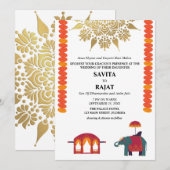 Invitation Mariage indien moderne créatif (Devant / Derrière)