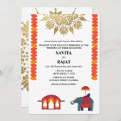 Invitation Mariage indien moderne et créatif (Devant / Derrière)