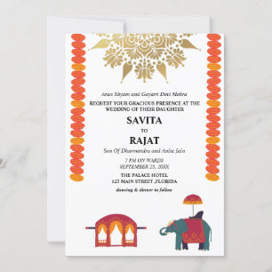Invitation Mariage indien moderne et créatif