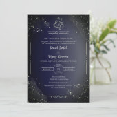 Invitation Mariage indien moderne Ganesha Logo BW (Debout devant)